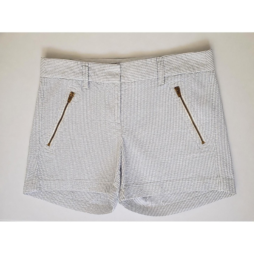 J.Crew Womens Seersucker Pinstripe Shorts Light Blue White 100% Cotton Small 0